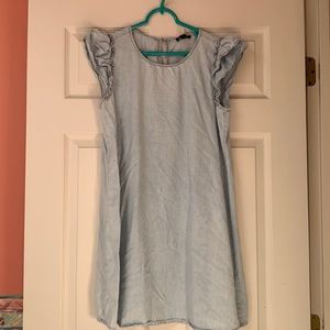 Chambray ruffled sleeves dress